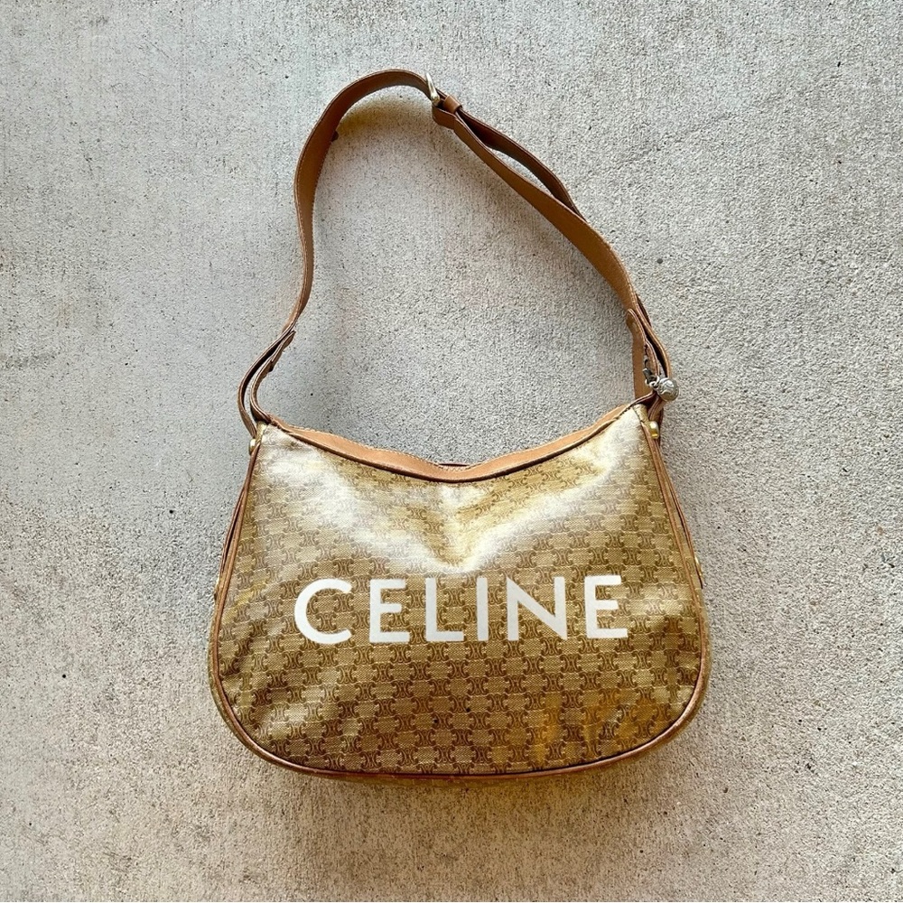 Celine Gold and Tan Shoulder Bag